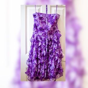 Purple Floral Chiffon Floral Flutter Dress